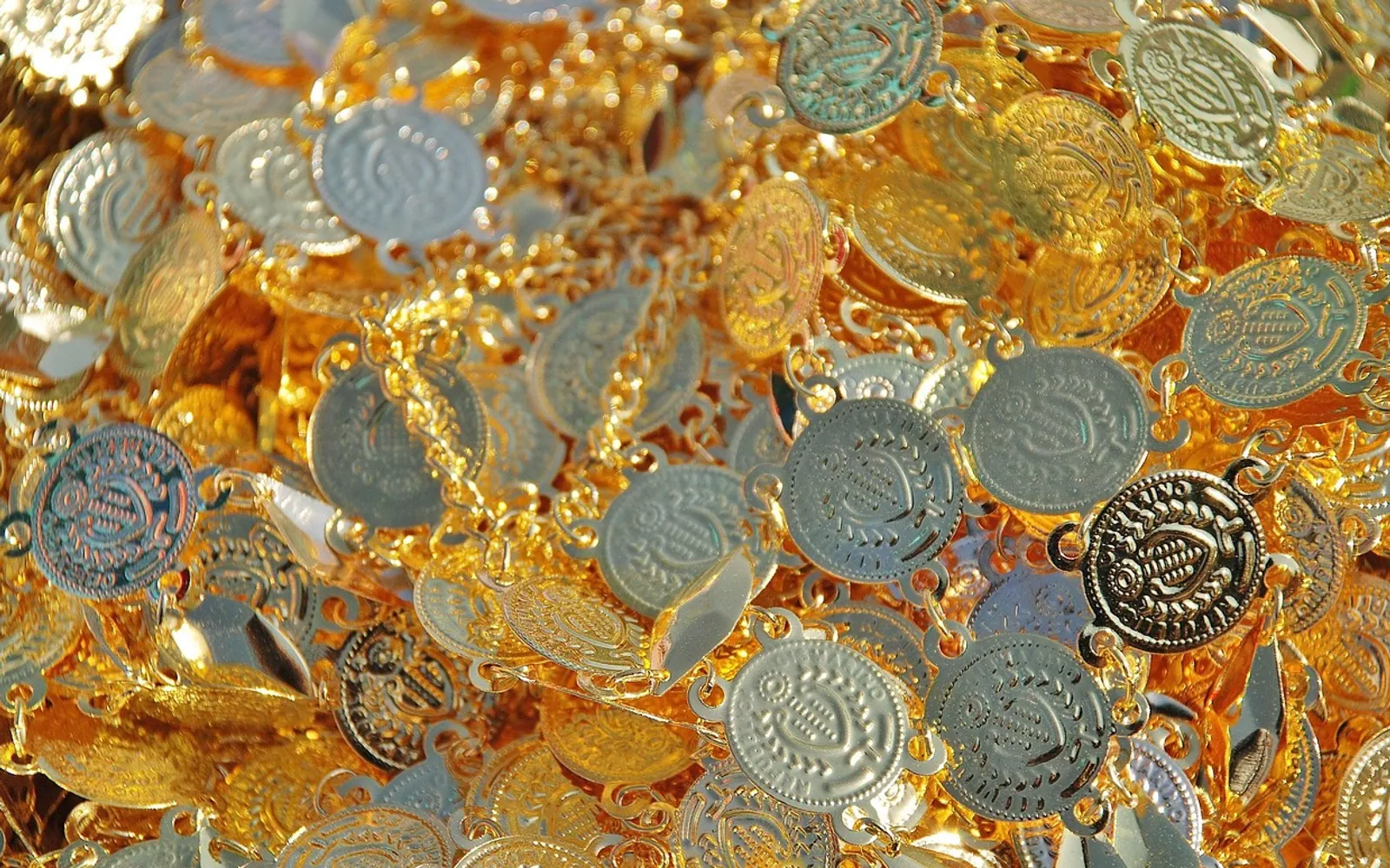 Coins, gold and chains